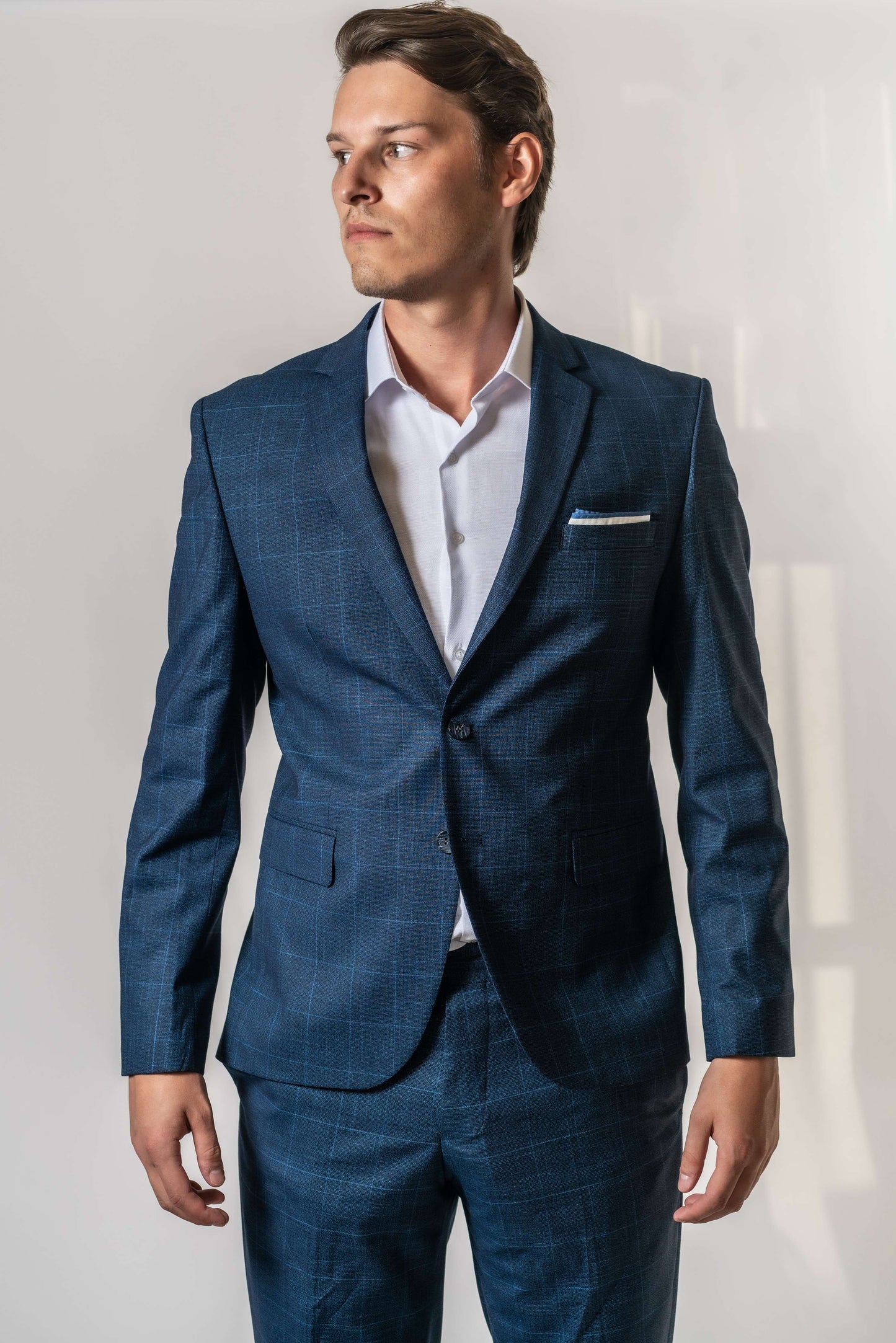 Vest - donker blauw geruit