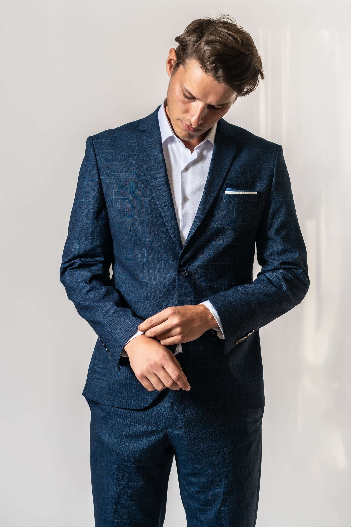 Vest - donker blauw geruit