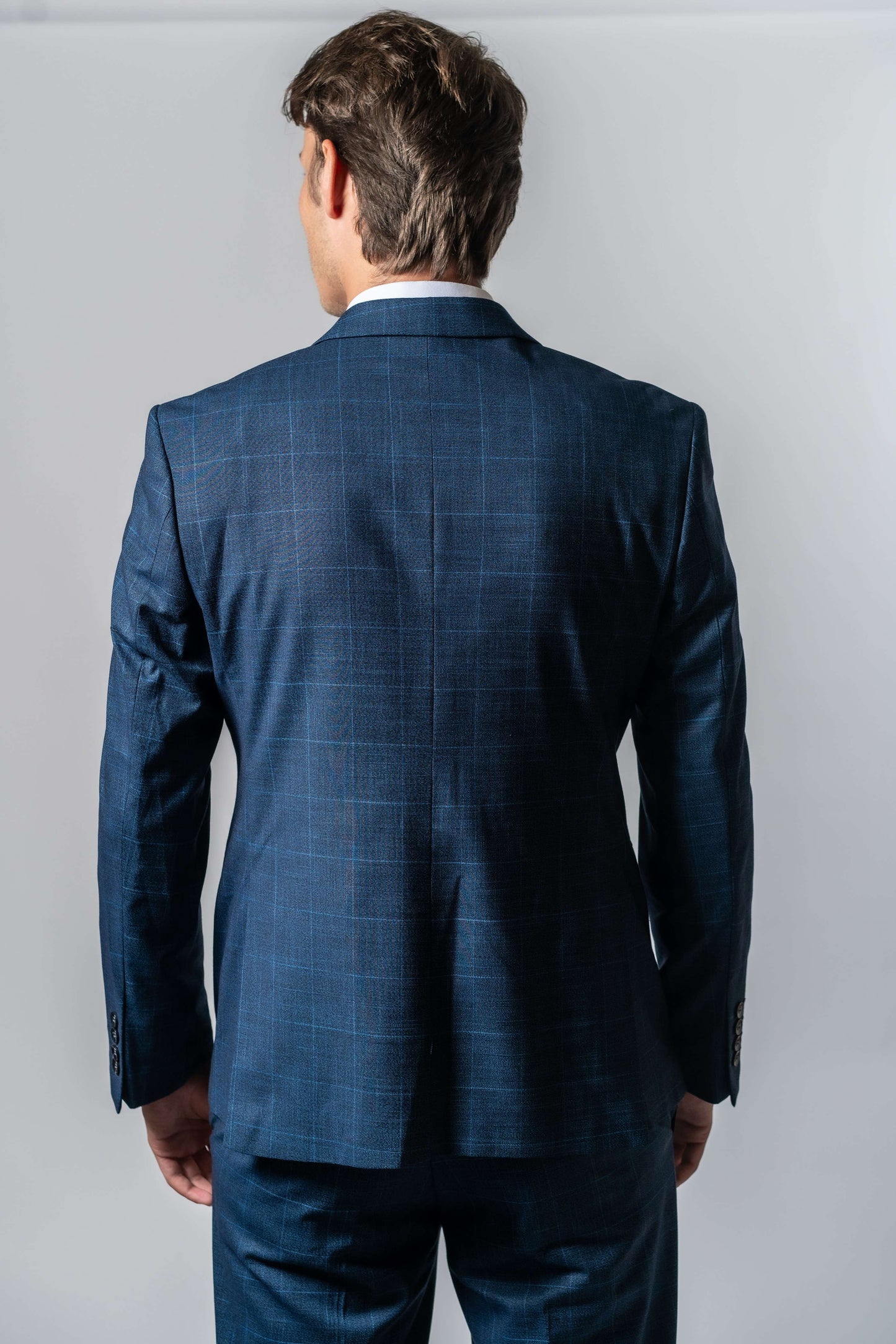 Vest - donker blauw geruit