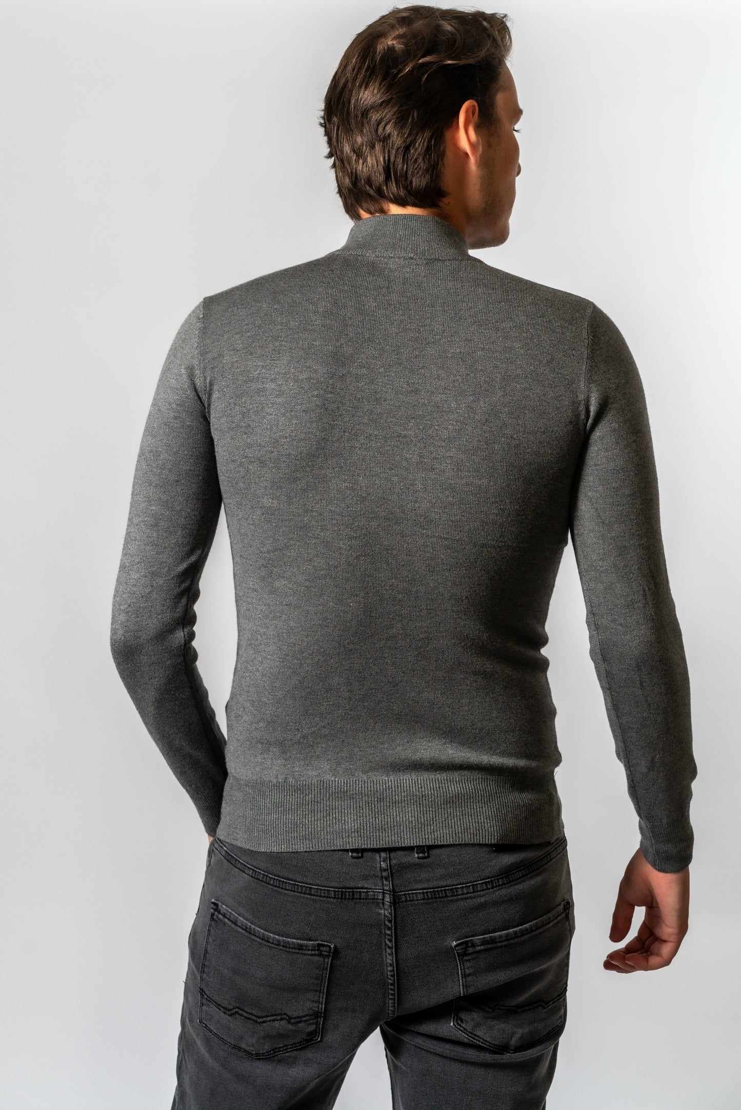 Pull col montant, gris