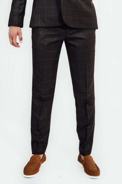 Suit dark brown checked