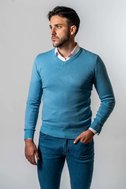 Sweater V Neck Blue